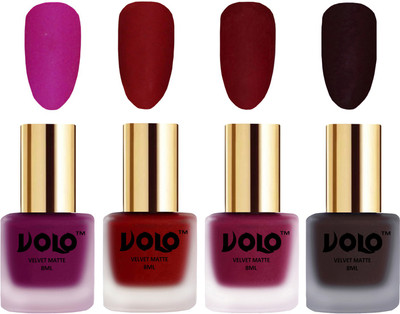 Volo Velvet Dull Matte Posh Shades Party Girl Range Nail Polish Sets Magenta, Tomato Red, Carrot Red, Dark Wine(Pack of 4)
Volo Velvet Dull Matte Posh Shades Party Girl Range Nail Polish Sets Magenta, Tomato Red, Carrot Red, Dark Wine(Pack of 4)