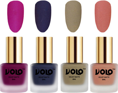 Volo Velvet Dull Matte Posh Shades Party Girl Range Nail Polish Sets Magenta, Russian Navy Blue, Sand Nude, Light Peach(Pack of 4)
Volo Velvet Dull Matte Posh Shades Party Girl Range Nail Polish Sets Magenta, Russian Navy Blue, Sand Nude, Light Peach(Pack of 4)