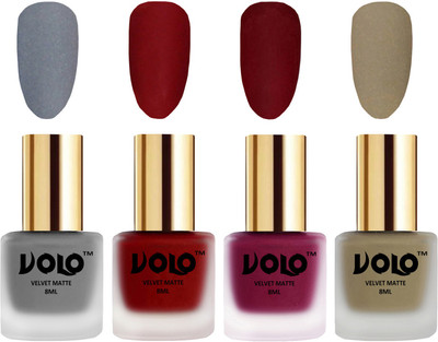 Volo Velvet Dull Matte Posh Shades Party Girl Range Nail Polish Sets Grey, Tomato Red, Carrot Red, Sand Nude(Pack of 4)
Volo Velvet Dull Matte Posh Shades Party Girl Range Nail Polish Sets Grey, Tomato Red, Carrot Red, Sand Nude(Pack of 4)