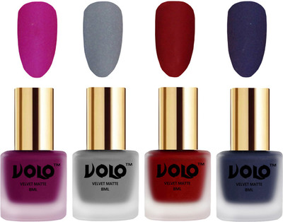 Volo Velvet Dull Matte Posh Shades Party Girl Range Nail Polish Sets Magenta, Grey, Tomato Red, Russian Navy Blue(Pack of 4)
Volo Velvet Dull Matte Posh Shades Party Girl Range Nail Polish Sets Magenta, Grey, Tomato Red, Russian Navy Blue(Pack of 4)