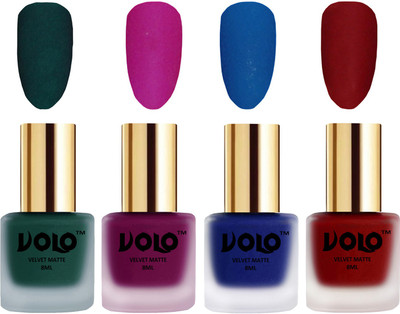 Volo Velvet Dull Matte Posh Shades Party Girl Range Nail Polish Sets Dark Green, Magenta, Blue, Tomato Red(Pack of 4)
Volo Velvet Dull Matte Posh Shades Party Girl Range Nail Polish Sets Dark Green, Magenta, Blue, Tomato Red(Pack of 4)