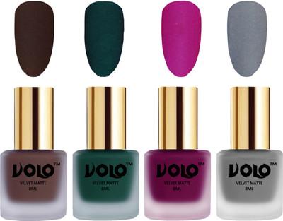 Volo Velvet Dull Matte Posh Shades Party Girl Range Nail Polish Sets Chocolate Brown, Dark Green, Magenta, Grey(Pack of 4)
Volo Velvet Dull Matte Posh Shades Party Girl Range Nail Polish Sets Chocolate Brown, Dark Green, Magenta, Grey(Pack of 4)