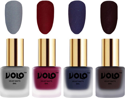 Volo Velvet Dull Matte Posh Shades Party Girl Range Nail Polish Sets Grey, Carrot Red, Russian Navy Blue, Dark Wine(Pack of 4)
Volo Velvet Dull Matte Posh Shades Party Girl Range Nail Polish Sets Grey, Carrot Red, Russian Navy Blue, Dark Wine(Pack of 4)