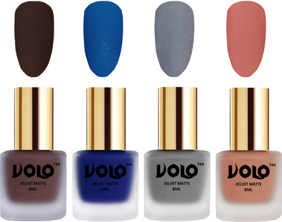 Volo Velvet Dull Matte Posh Shades Party Girl Range Nail Polish Sets Chocolate Brown, Blue, Grey, Light Peach(Pack of 4)
Volo Velvet Dull Matte Posh Shades Party Girl Range Nail Polish Sets Chocolate Brown, Blue, Grey, Light Peach(Pack of 4)