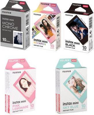 Fujifilm Instax Mini Macaron ,Monochrome ,Black Border, Sky Blue, Pink Lemonade 50 Shots Instant Film Roll(Yes 800 ISO Pack of 5)
Fujifilm Instax Mini Macaron ,Monochrome ,Black Border, Sky Blue, Pink Lemonade 50 Shots Instant Film Roll(Yes 800 ISO Pack of 5)