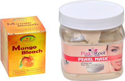 Pink Root PEARL MASK 500GM WITH MANGO BLEACH 50GM(Set of 2)