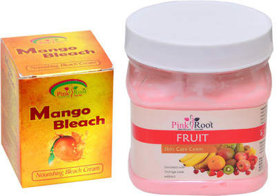 Pink Root FRUIT CREAM 500GM WITH MANGO BLEACH 50GM(Set of 2)