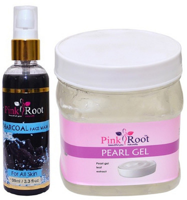 Pink Root Charcoal Face Wash 100ml WITH Peral Gel 500ml(Set of 2)