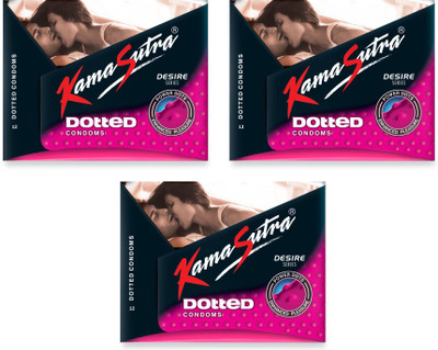 KamaSutra Dotted Condoms Combo of 3 Condom(Set of 3, 36S)