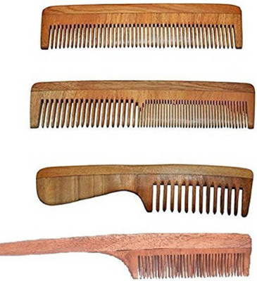 Iyaan Neem Wood Comb (Combo Of 4 Combs)