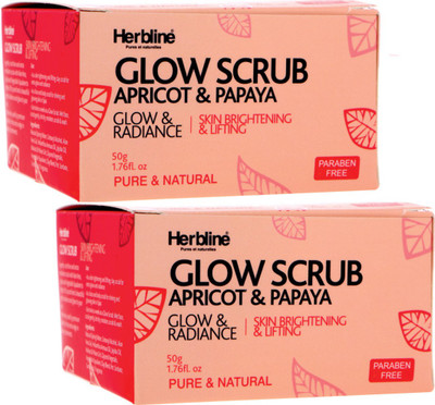 Herbline Glow Scrub Apricot & Papaya 50gm Pack Of-2 Scrub(50 g)