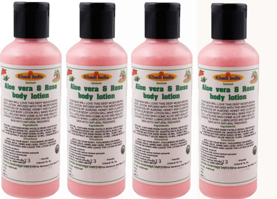 Khadi India Santosh Aloe Vera & Rose body lotion (Pack of 4) Each of (210 ml)(840 ml)
Khadi India Santosh Aloe Vera & Rose body lotion (Pack of 4) Each of (210 ml)(840 ml)