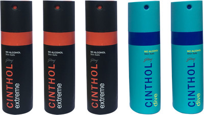 CINTHOL 3 EXTREME ,2 DIVE (PACK OF 5) Body Spray - For Men & Women(150 ml, Pack of 5)
CINTHOL 3 EXTREME ,2 DIVE (PACK OF 5) Body Spray - For Men & Women(150 ml, Pack of 5)