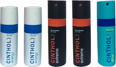 CINTHOL 2 ENERGY,2 EXTREME ,1 DIVE (PACK OF 5) Body Spray - For Men & Women(150 ml, Pack of 5)
CINTHOL 2 ENERGY,2 EXTREME ,1 DIVE (PACK OF 5) Body Spray - For Men & Women(150 ml, Pack of 5)