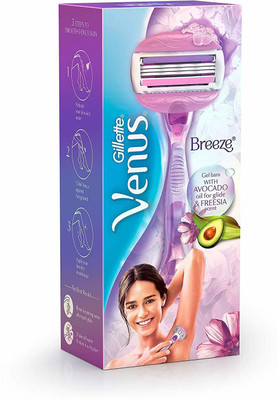Gillette New Venus Breeze, 3 Blades, 2 in 1 Gel Bars With Avocado oil for glide & Freesia Scent Hair Removal Razor for Women
Gillette New Venus Breeze, 3 Blades, 2 in 1 Gel Bars With Avocado oil for glide & Freesia Scent Hair Removal Razor for Women