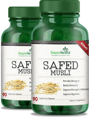 Simply Herbal Extremely Potent 800 Mg Safed Musli Extract Veg Capsules - 90 Count (Pack of 2)(180 No)
Simply Herbal Extremely Potent 800 Mg Safed Musli Extract Veg Capsules - 90 Count (Pack of 2)(180 No)