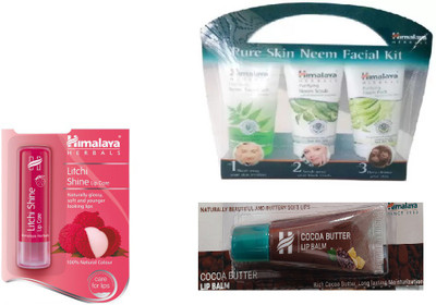 Himalaya Litchi Shine Lip Care, Pure Skin Neem Facial Kit, Cocoa Butter Lip Balm(Set of 3)
Himalaya Litchi Shine Lip Care, Pure Skin Neem Facial Kit, Cocoa Butter Lip Balm(Set of 3)