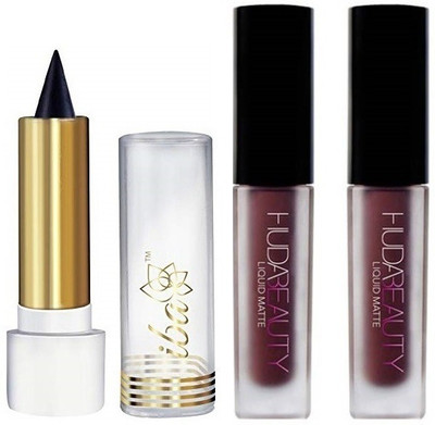 iba halal care GIRLS PACK WITH PURE NATURAL KAJAL WITH 2 MINI LIQUID MATTE LIPSTICK PACK(Set of 3)