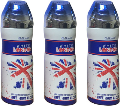 Al Nuaim WHITE LONDON (PACK OF 3) Body Spray - For Men & Women(200 ml, Pack of 3)
Al Nuaim WHITE LONDON (PACK OF 3) Body Spray - For Men & Women(200 ml, Pack of 3)