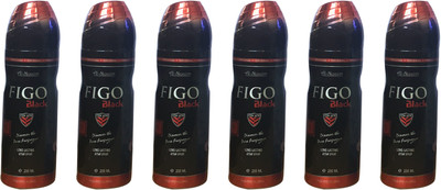 Al Nuaim FIGO BLACK (PACK OF 6) Body Spray - For Men & Women(200 ml, Pack of 6)