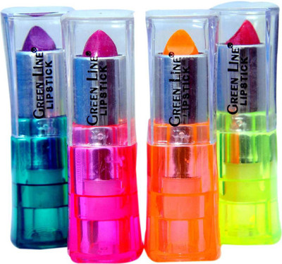 Green line Green line' Women choice 4 lipsticks in different color(Rani,Natural,Red,purple)
Green line Green line' Women choice 4 lipsticks in different color(Rani,Natural,Red,purple)