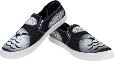 Oricum Loafer-691 Canvas Shoes For Men(Black, White