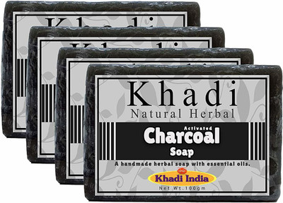 Khadi Natural Herbal Activated Charcoal Soap(400 g, Pack of 4)