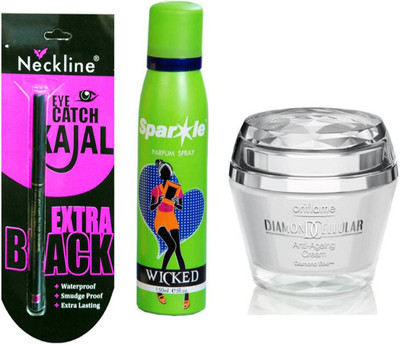 Neckline kajal with Diamond Cellular Anti-Ageing Cream{ 50ml ) with one sparkle perfume spray 150 ml (Set of 3 }(Set of 3)
Neckline kajal with Diamond Cellular Anti-Ageing Cream{ 50ml ) with one sparkle perfume spray 150 ml (Set of 3 }(Set of 3)
