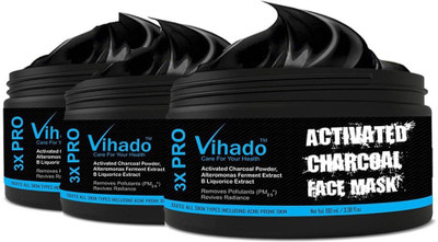 VIHADO Activated Charcoal Peel Off Face Mask For Men & Women - 100 ml (Pack of 3)(100 ml)