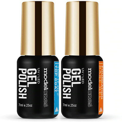 MODELONES Newest 7ml Base Coat Top Coat UV Nail Gel Polish - Primer Base Foundations & Long Lasting Top Coat Clear(Pack of 2)