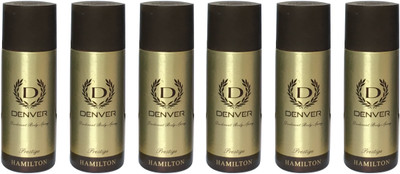 Denver PRESTIGE HAMILTON (PACK OF 6) Deodorant Spray - For Men & Women(165 ml, Pack of 6)
Denver PRESTIGE HAMILTON (PACK OF 6) Deodorant Spray - For Men & Women(165 ml, Pack of 6)
