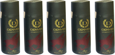 Denver RIDER SPORTING CLUB (PACK OF 5) Deodorant Spray - For Men & Women(165 ml, Pack of 5)
Denver RIDER SPORTING CLUB (PACK OF 5) Deodorant Spray - For Men & Women(165 ml, Pack of 5)