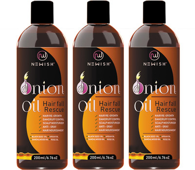 Newish : Onion Oil for Hair Regrowth Bio Active Hair Oil Nourshing Hair Treatment With Real Onion Extract Intensive Hair Fall Dandruff Treatment Each 200 ml (Pack Of 3) Hair Oil(600 ml)
Newish : Onion Oil for Hair Regrowth Bio Active Hair Oil Nourshing Hair Treatment With Real Onion Extract Intensive Hair Fall Dandruff Treatment Each 200 ml (Pack Of 3) Hair Oil(600 ml)