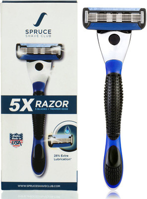 Spruce Shave Club 5X Shaving Razor (1 Handle + 1 Cartridge) - American Made Blades