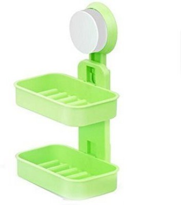 

ClickUS Double Layer Soap Box Suction Cup Holder Rack Bathroom Shower Soap Dish Hanging Tray Wall Holder Storage Holders(Multicolor)
