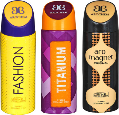 AROCHEM fashion,titanium and aro magnet combo Body Spray - For Men & Women(300 ml, Pack of 3)
AROCHEM fashion,titanium and aro magnet combo Body Spray - For Men & Women(300 ml, Pack of 3)