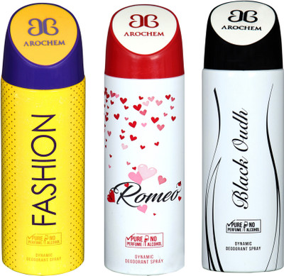 AROCHEM fashion,romeo and black outh combo Body Spray - For Men & Women(300 ml, Pack of 3)
AROCHEM fashion,romeo and black outh combo Body Spray - For Men & Women(300 ml, Pack of 3)