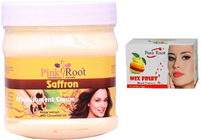 Pink Root SAFFRON CREAM WITH MIX FRUIT BLEACH 43G(Set of 2)