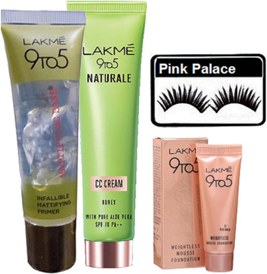 pink palace Eyelashes & Lakme 9 to 5 Infallible Mattifying Primer & CC Cream & Weightless Mousse Foundation(Set of 4)
pink palace Eyelashes & Lakme 9 to 5 Infallible Mattifying Primer & CC Cream & Weightless Mousse Foundation(Set of 4)
