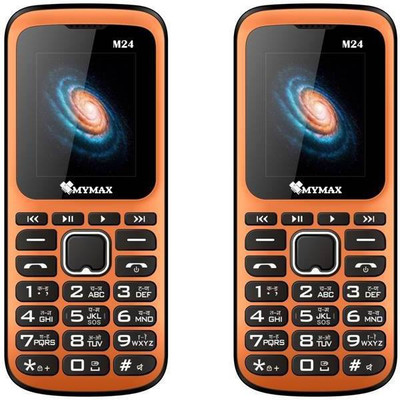 Mymax M24 Combo Of Two Mobiles(Black&Orange$$Black&Orange)