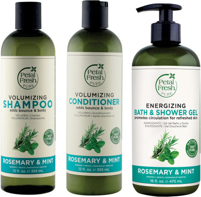Petal Fresh Volumizing Shampoo & Conditioner & Energizing Bath & Shower Gel Rosemary & Mint Value Pack of 3 (355 Ml, 355 Ml, 475 Ml)(Set of 3)
Petal Fresh Volumizing Shampoo & Conditioner & Energizing Bath & Shower Gel Rosemary & Mint Value Pack of 3 (355 Ml, 355 Ml, 475 Ml)(Set of 3)