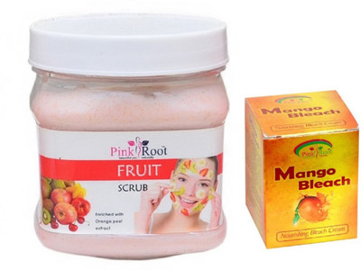 Pink Root MANGO BLEACH 43G WITH FRUIT SCRUB 500GM(Set of 2)