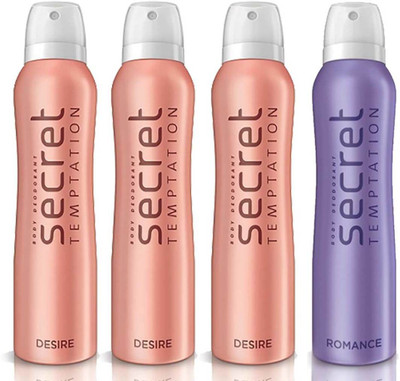Secret Temptation 3 Desire and 1 Romance Deodorant Spray - For Women(600 ml, Pack of 4)
Secret Temptation 3 Desire and 1 Romance Deodorant Spray - For Women(600 ml, Pack of 4)