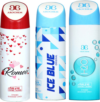 AROCHEM romeo,ice blue and h2o combo Body Spray - For Men & Women(300 ml, Pack of 3)
AROCHEM romeo,ice blue and h2o combo Body Spray - For Men & Women(300 ml, Pack of 3)