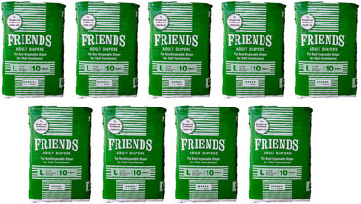 Friends HOSPITAL ADULT DIAPERS, SIZE LARGE, 10 PCS PACK, COMBO OF 9 PACKS, FOR WAIST SIZE 38"-60" INCHES, TOTAL 90 DIAPERS Adult Diapers - L(90 Pieces)
Friends HOSPITAL ADULT DIAPERS, SIZE LARGE, 10 PCS PACK, COMBO OF 9 PACKS, FOR WAIST SIZE 38"-60" INCHES, TOTAL 90 DIAPERS Adult Diapers - L(90 Pieces)