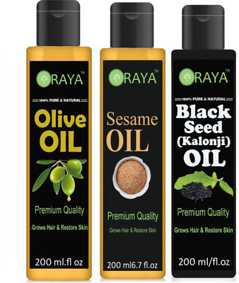ORAYA 100% Pure & Natural Extra Light Olive Oil And Blackseed (Kalonji) & Sesame Oil-(200ml) Hair Oil(600 ml)
ORAYA 100% Pure & Natural Extra Light Olive Oil And Blackseed (Kalonji) & Sesame Oil-(200ml) Hair Oil(600 ml)