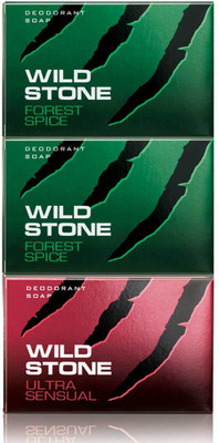 Wild Stone 2 Forest Spice Soap 125GM and Ultra Sensual Soap 125GM(450 g, Pack of 3)