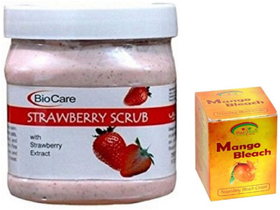 Pink Root MANGO BLEACH 43G WITH STRAWBERRY SCRUB 500GM(Set of 2)