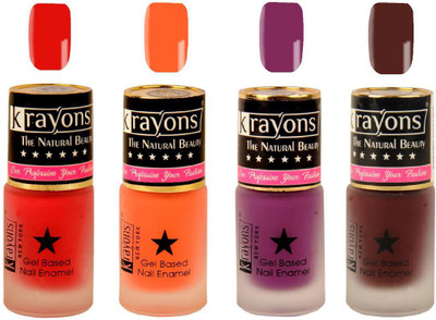 KRAYONS Gel Base Velvet Super Matte Effect Nail Polish Enamel Color , 5ML Safe Dry Fast Collection For Women (VALENTINE PINK,SUGARED PEACH,PURPLE AURA,CHERRY MAROON) VALENTINE PINK, SUGARED PEACH, PURPLE AURA, CHERRY MAROON(Pack of 4)
KRAYONS Gel Base Velvet Super Matte Effect Nail Polish Enamel Color , 5ML Safe Dry Fast Collection For Women (VALENTINE PINK,SUGARED PEACH,PURPLE AURA,CHERRY MAROON) VALENTINE PINK, SUGARED PEACH, PURPLE AURA, CHERRY MAROON(Pack of 4)