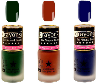 KRAYONS Gel Base Velvet Super Matte Effect Nail Polish Enamel Color , 5ML Safe Dry Fast Collection For Women (RICH CHOCLATE,GARDEN FRESH/NATURAL MINT,BLUE ILLUSION) RICH CHOCLATE, GARDEN FRESH/NATURAL MINT, BLUE ILLUSION(Pack of 3)
KRAYONS Gel Base Velvet Super Matte Effect Nail Polish Enamel Color , 5ML Safe Dry Fast Collection For Women (RICH CHOCLATE,GARDEN FRESH/NATURAL MINT,BLUE ILLUSION) RICH CHOCLATE, GARDEN FRESH/NATURAL MINT, BLUE ILLUSION(Pack of 3)